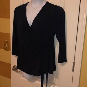 Navy Wrap Shirt w/ Tie
